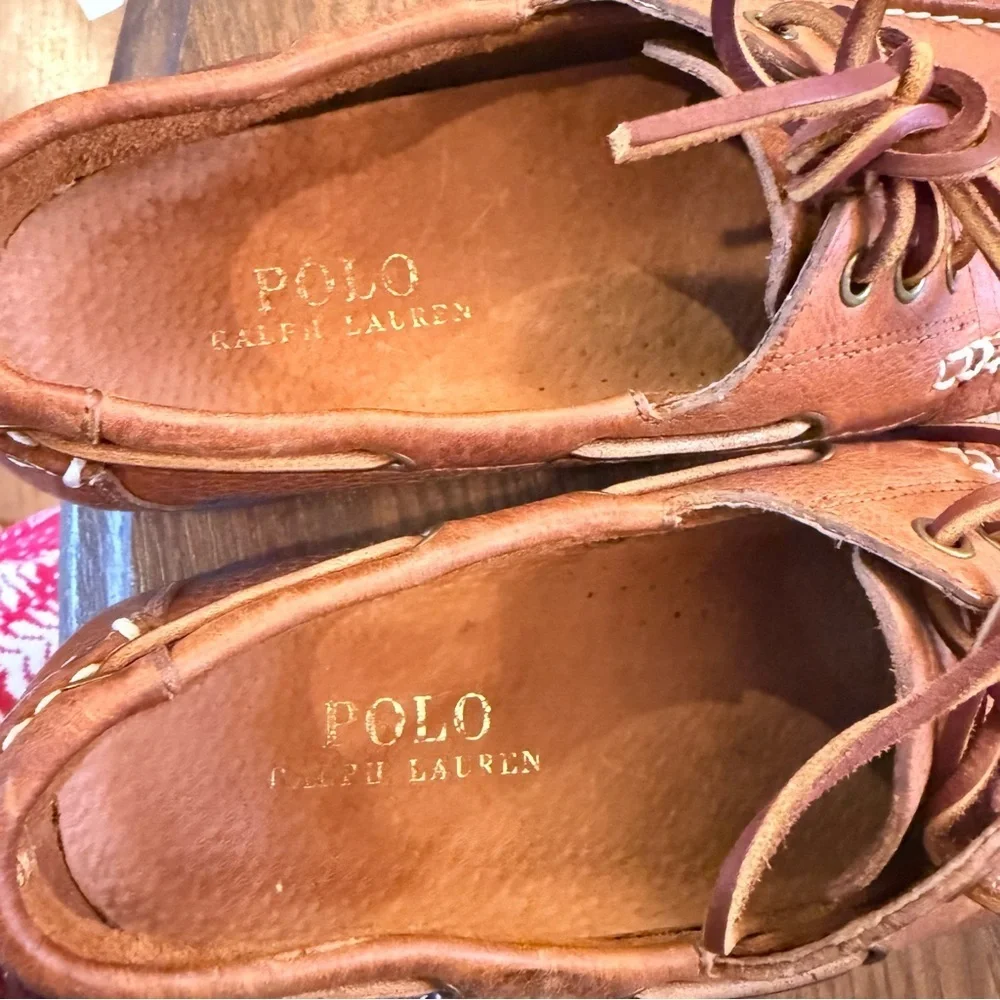 Polo by Ralph Lauren Men’s Bienne tumbled leather boat shoes. Mens size 9